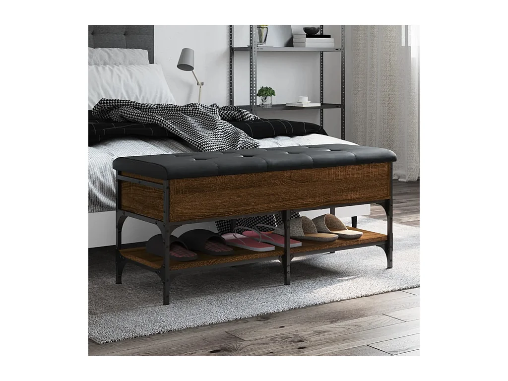 Banc à chaussures chêne marron 102x42x45 cm bois d'ingénierie REO53631
