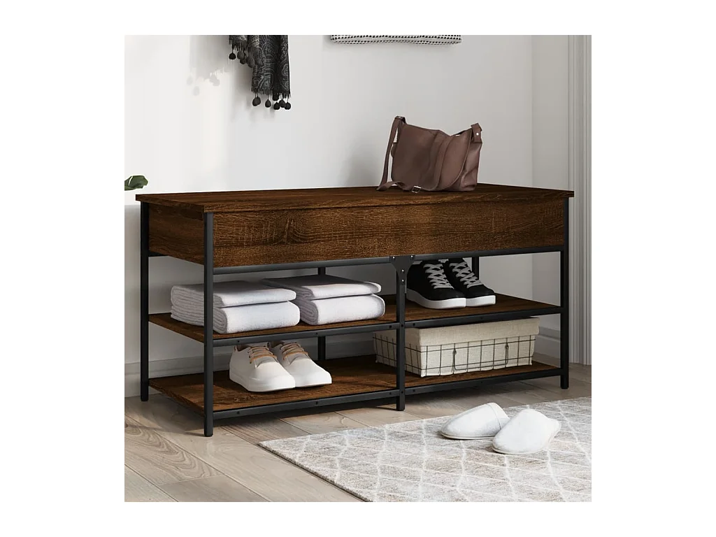 Banc à chaussures chêne marron 100x42,5x50 cm bois d'ingénierie REO50333