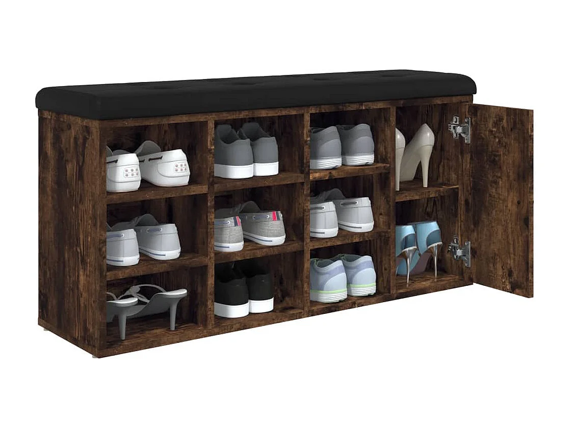 Banc à chaussures chêne fumé 102x32x50 cm bois d'ingénierie REO90088