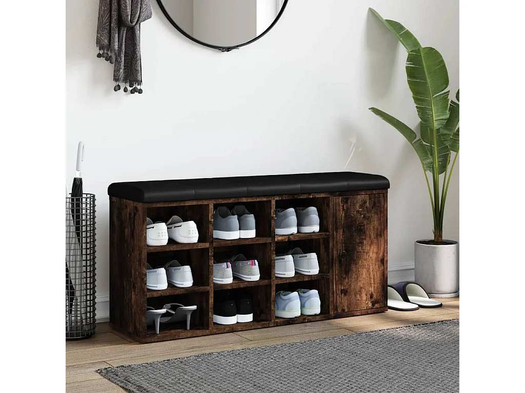 Schoenenbank 102x32x50 cm bewerkt hout gerookt eikenkleurig NL179060