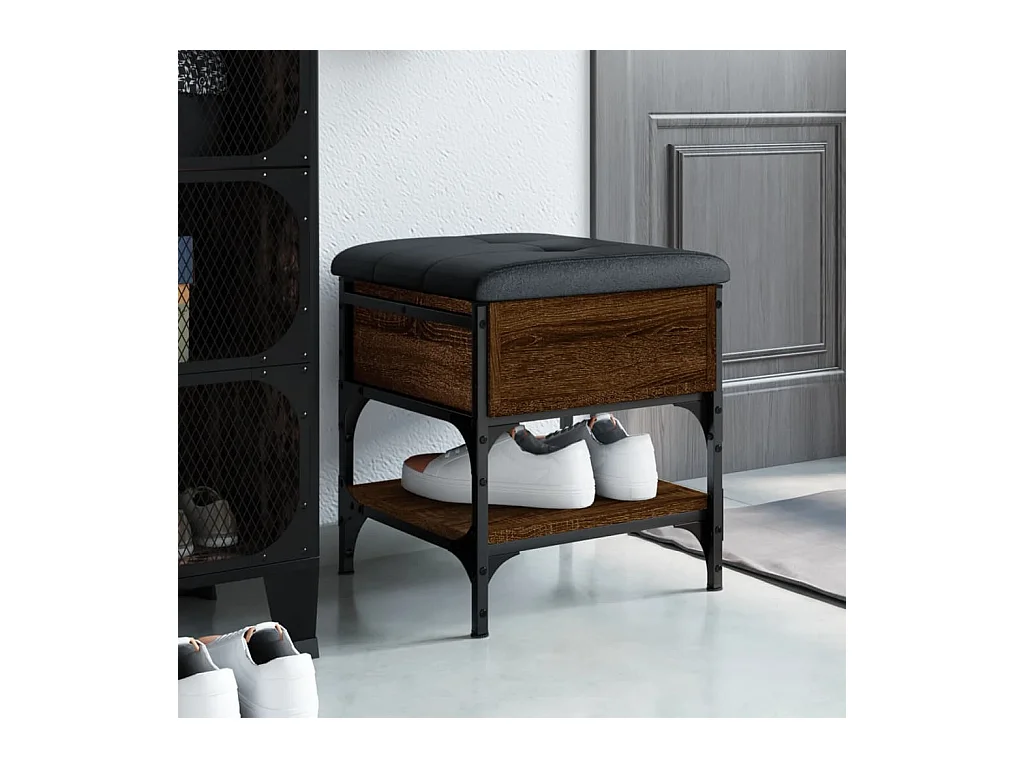 Banc à chaussures chêne marron 42x42x45 cm bois d'ingénierie REO34357