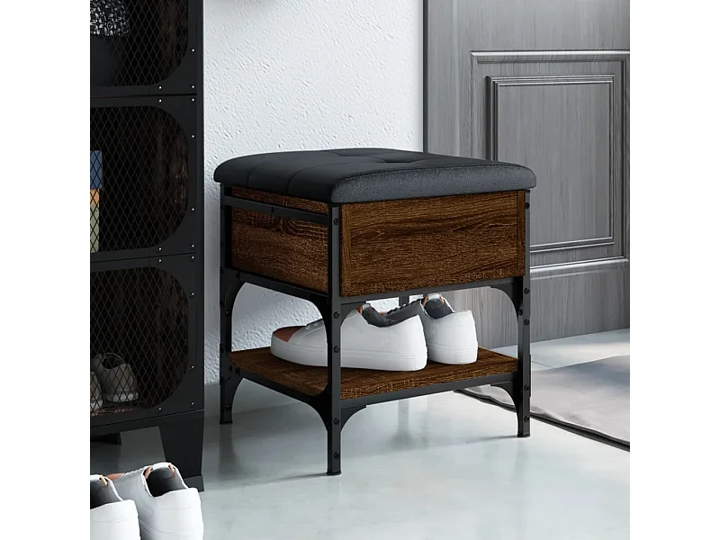Banc à chaussures chêne marron 42x42x45 cm bois d'ingénierie REO34357