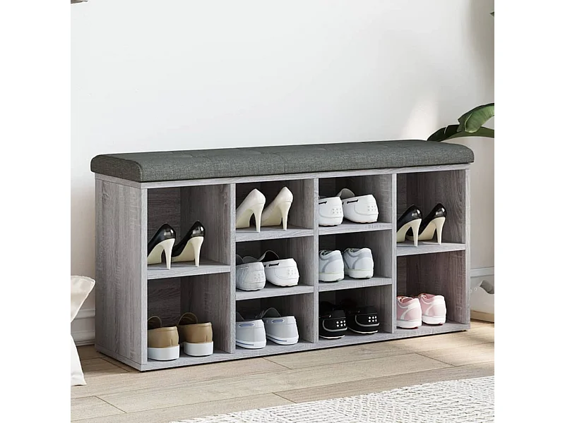Banc à chaussures sonoma gris 102x32x50 cm bois d'ingénierie REO47903
