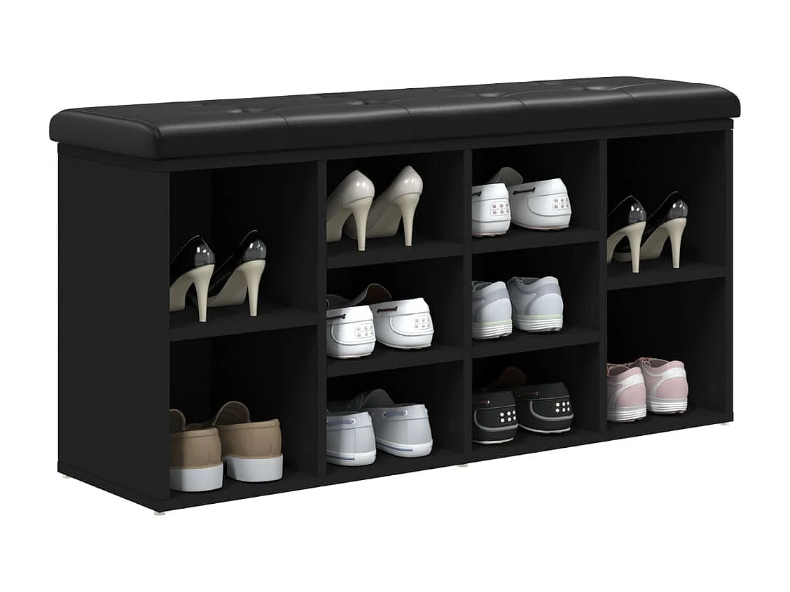 Banc à chaussures noir 102x32x50 cm bois d'ingénierie REO90375