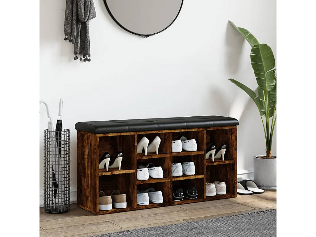 Banc à chaussures chêne fumé 102x32x50 cm bois d'ingénierie REO68703