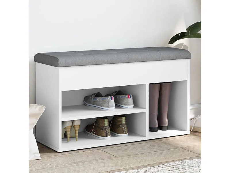 Banco zapatero madera de ingeniería blanco 82x32x45,5 cm ES633974