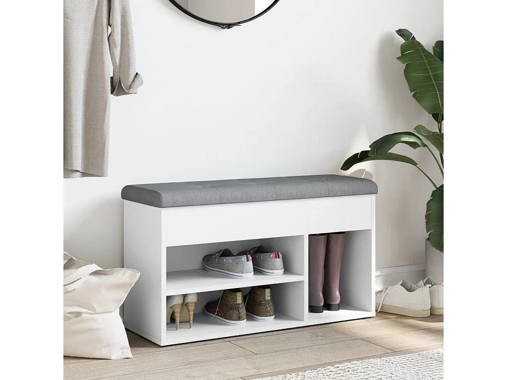 Banco sapateira 82x32x45,5 cm derivados de madeira branco PT343453