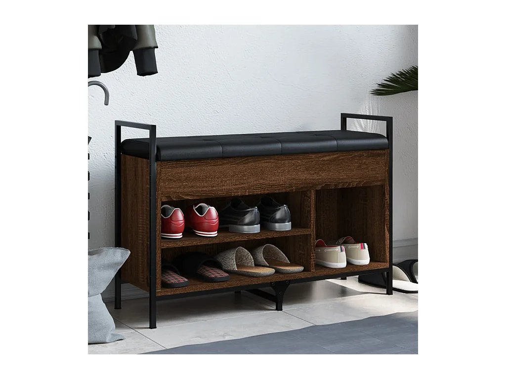 Banc à chaussures chêne marron 85,5x32x57,5cm bois d'ingénierie REO49743