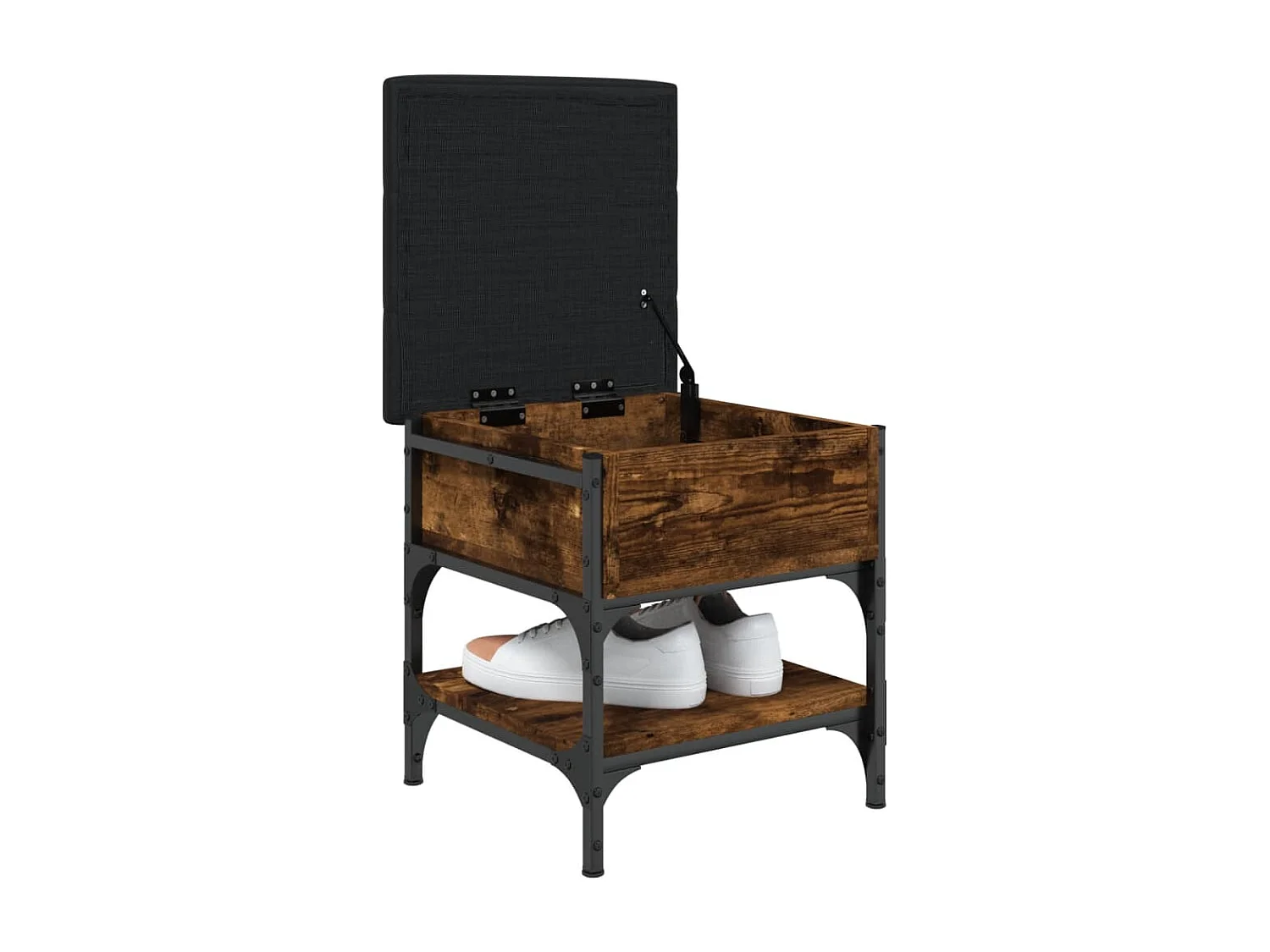 Banco zapatero madera de ingeniería roble ahumado 42x42x45 cm ES862465