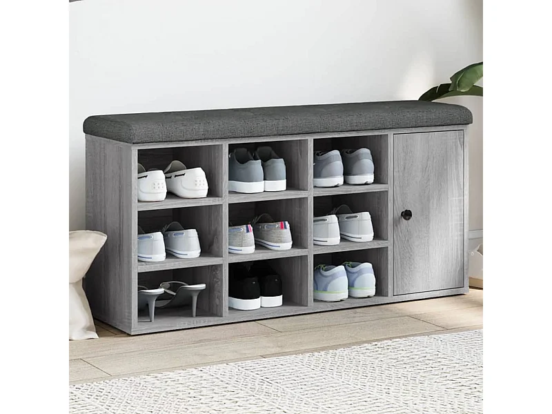 Banc à chaussures sonoma gris 102x32x50 cm bois d'ingénierie REO84336