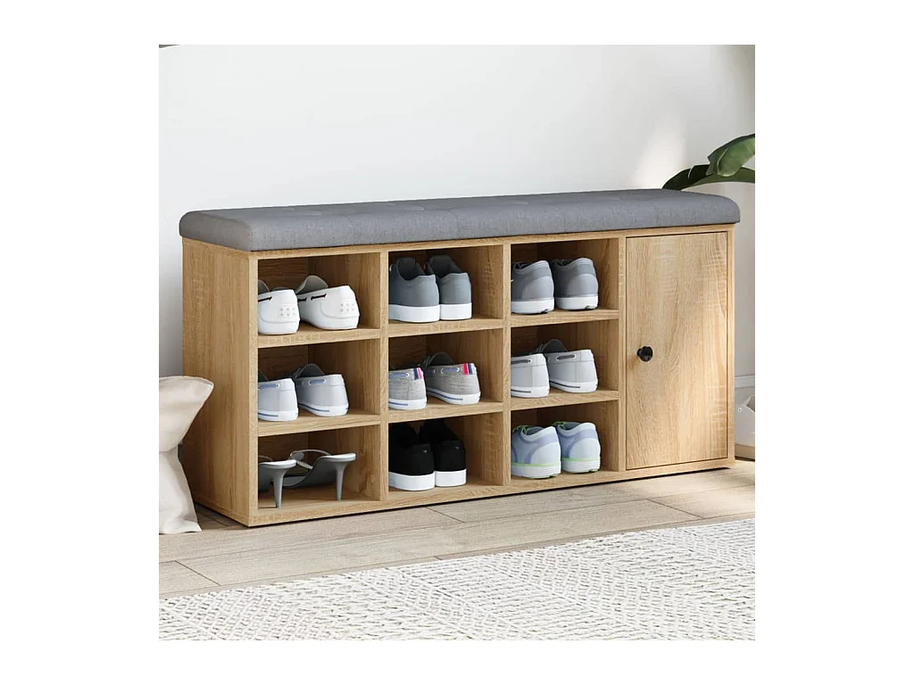 Banc à chaussures chêne sonoma 102x32x50 cm bois d'ingénierie REO27705