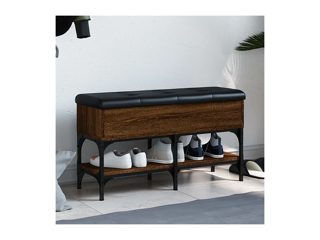 Banc à chaussures chêne marron 82x32x45 cm bois d'ingénierie REO78665