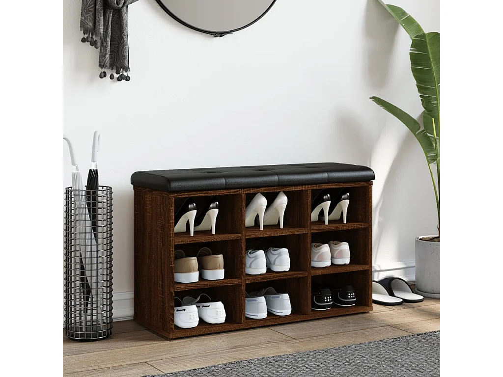 Banc à chaussures chêne marron 82x32x50 cm Bois d'ingénierie REO15913