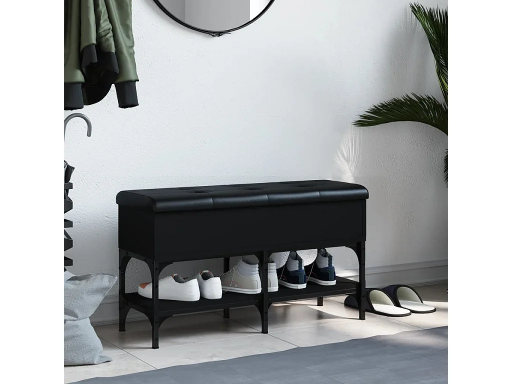 Schoenenbank 82x32x45 cm bewerkt hout zwart NL590668