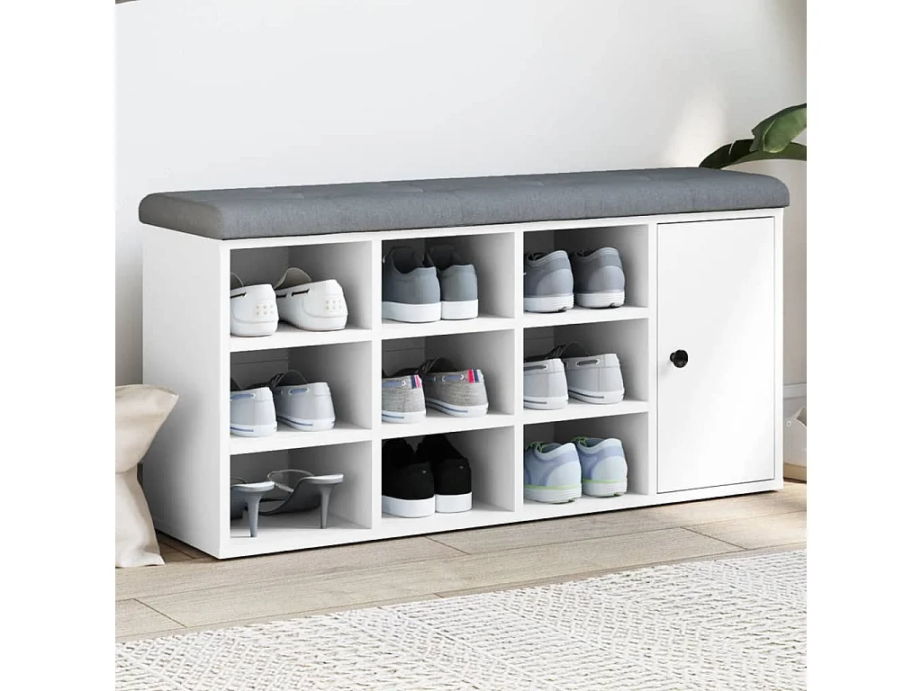 Schoenenbank 102x32x50 cm bewerkt hout wit NL784002