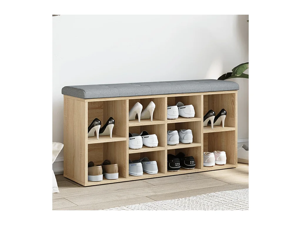 Banc à chaussures chêne sonoma 102x32x50 cm bois d'ingénierie REO27122