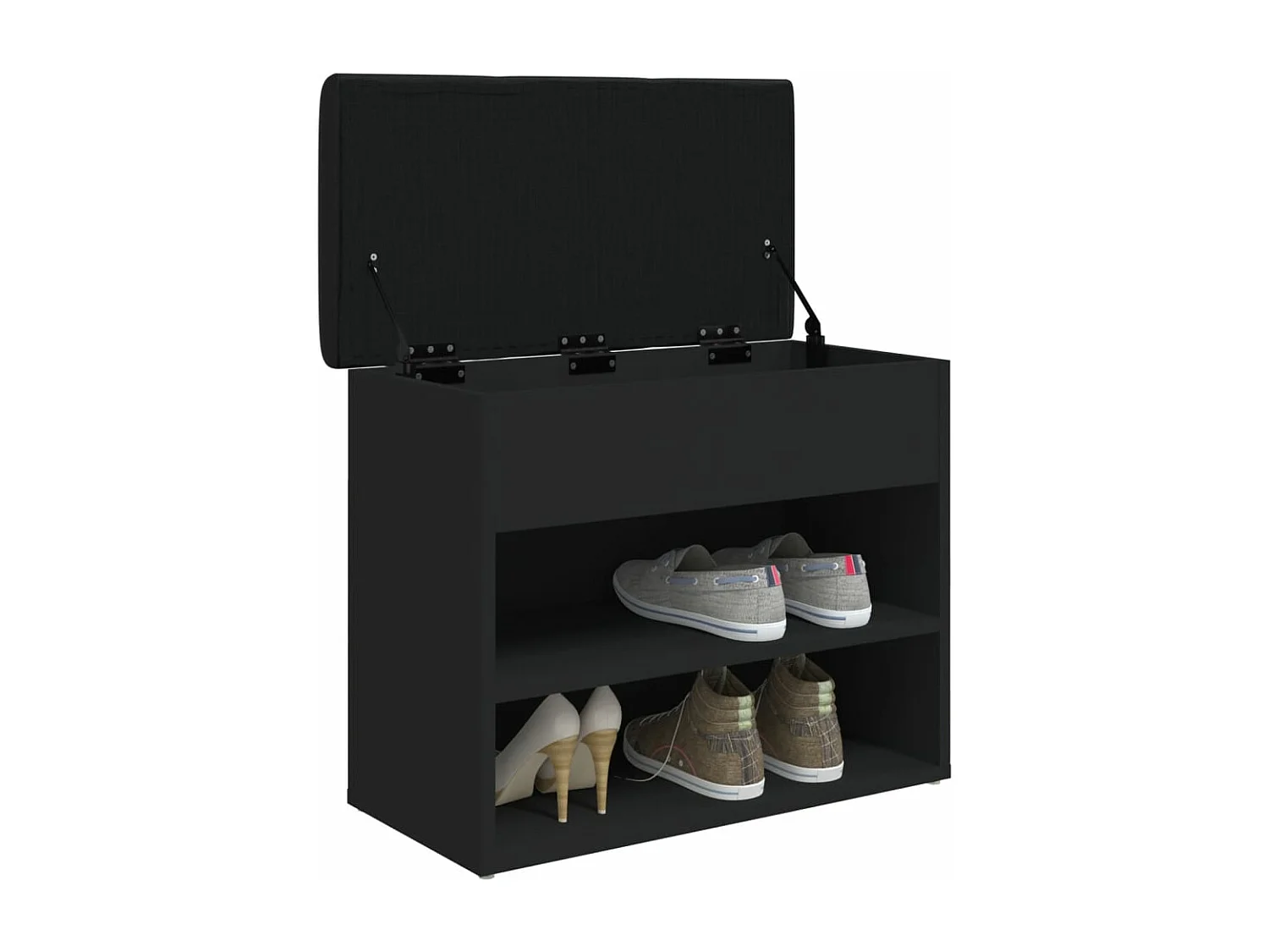 Banc à chaussures noir 62x32x50 cm bois d'ingénierie REO88163