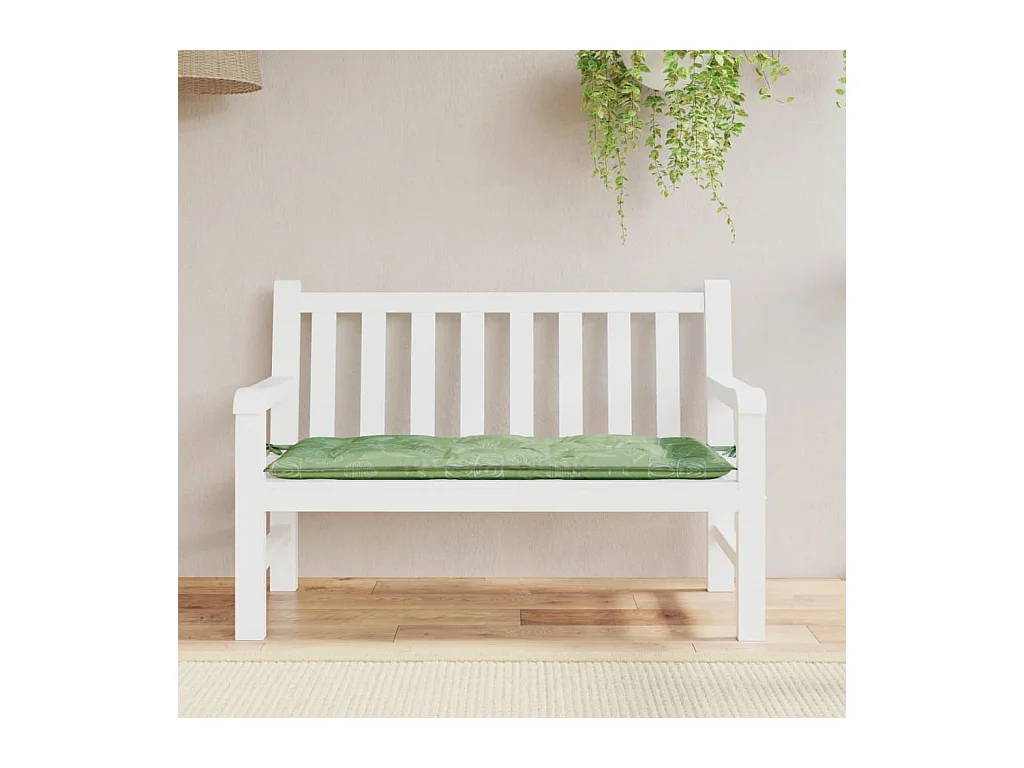 Coussin de banc de jardin motif de feuilles 120x50x7 cm tissu OFR61251