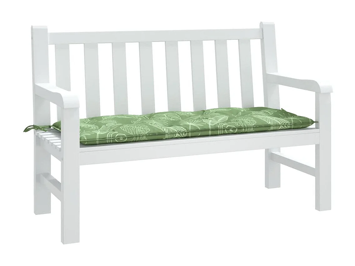 Coussin de banc de jardin motif de feuilles 120x50x7 cm tissu OFR61251