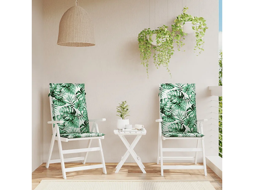 Coussins de chaise à dossier haut 2 pcs modèle de feuille tissu OFR65109