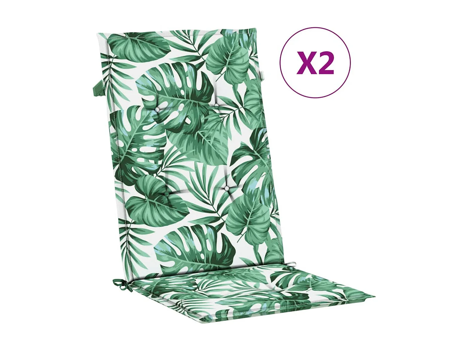 Coussins de chaise à dossier haut 2 pcs modèle de feuille tissu OFR65109