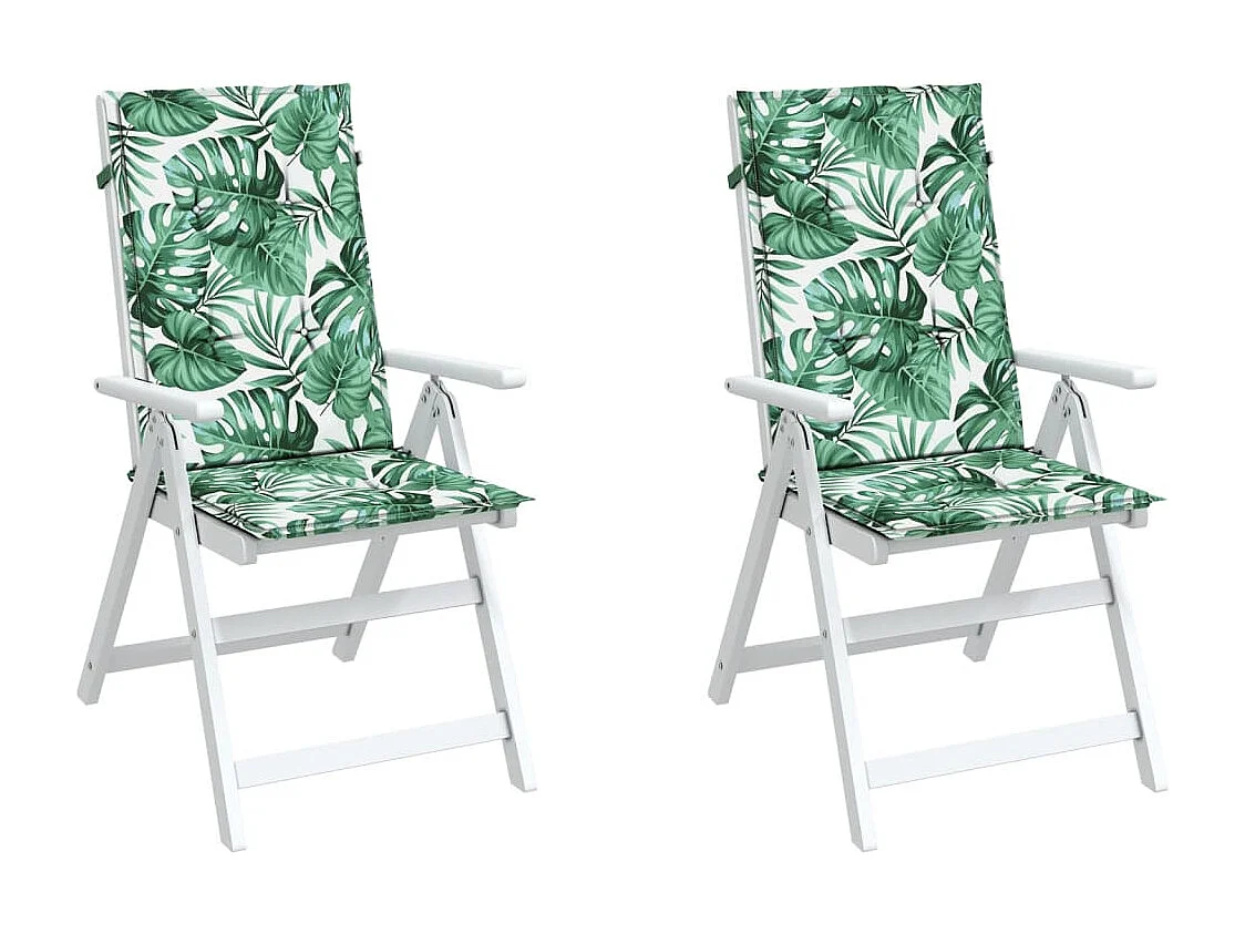 Coussins de chaise à dossier haut 2 pcs modèle de feuille tissu OFR65109