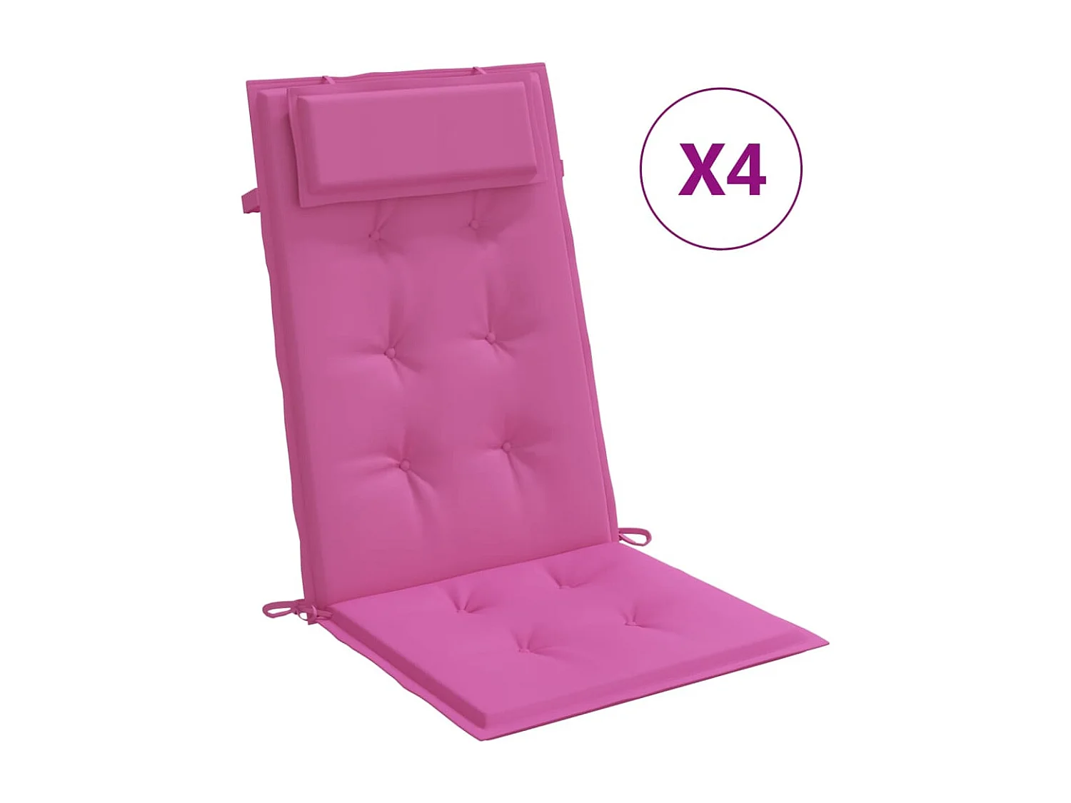 Stoelkussens 4 st hoge rug oxford stof roze NL549352