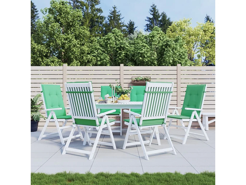Cojín silla de jardín respaldo alto 6 uds tela verde 120x50x3cm ES291497