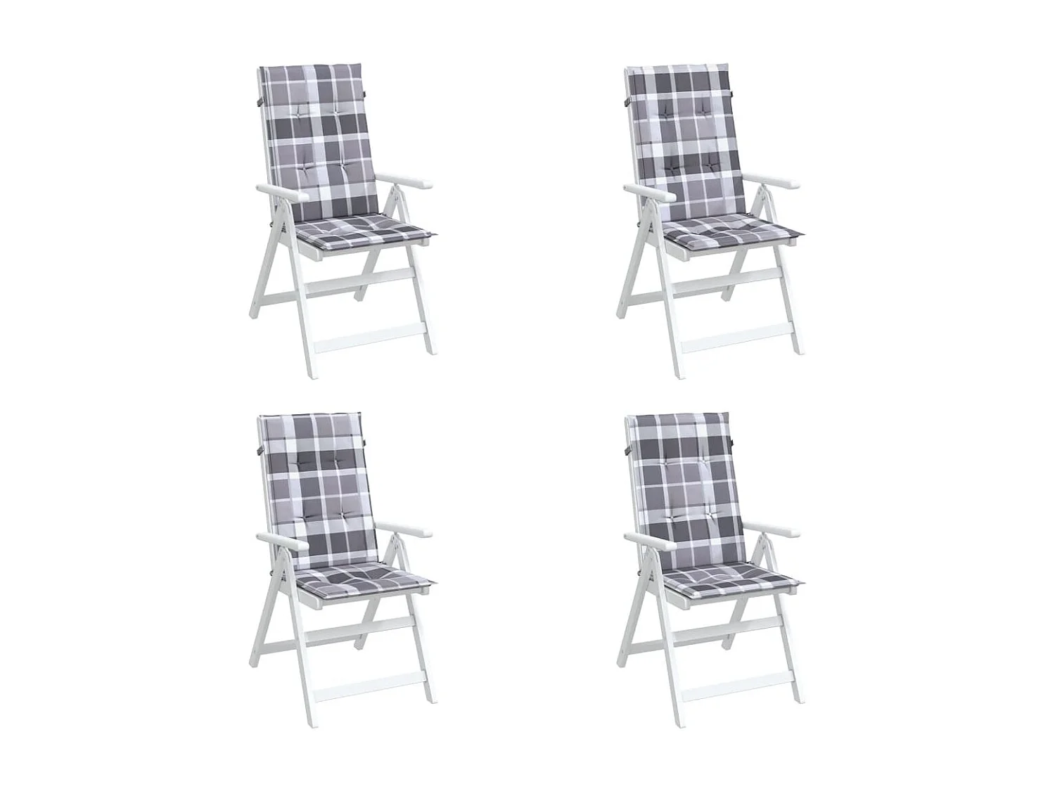 Coussins de chaise jardin à dossier haut Lot de 4 carreaux gris OFR92837