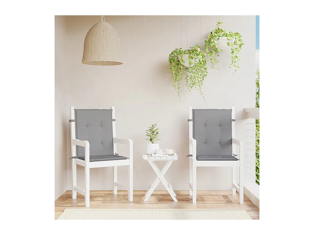 Coussins de chaise de jardin à dossier bas Lot de 2 gris OFR86925