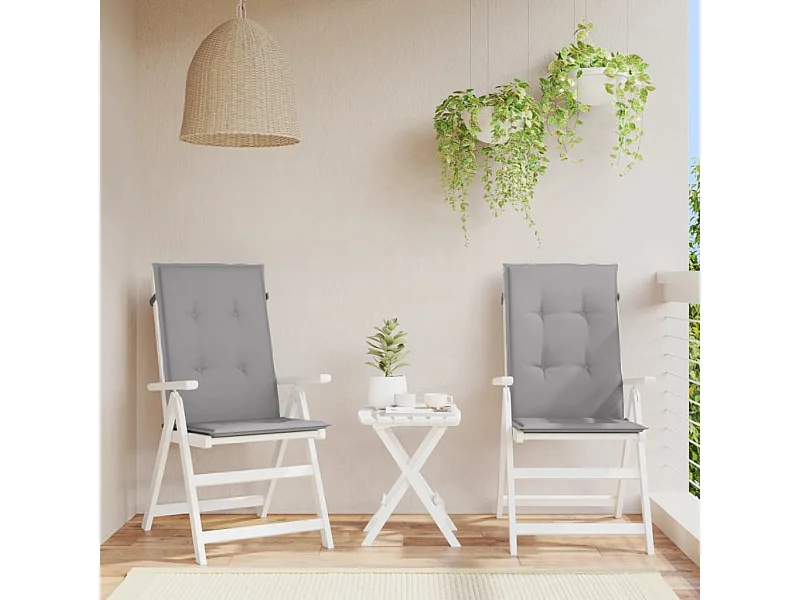 Coussins de chaise de jardin à dossier haut Lot de 2 gris tissu OFR40725