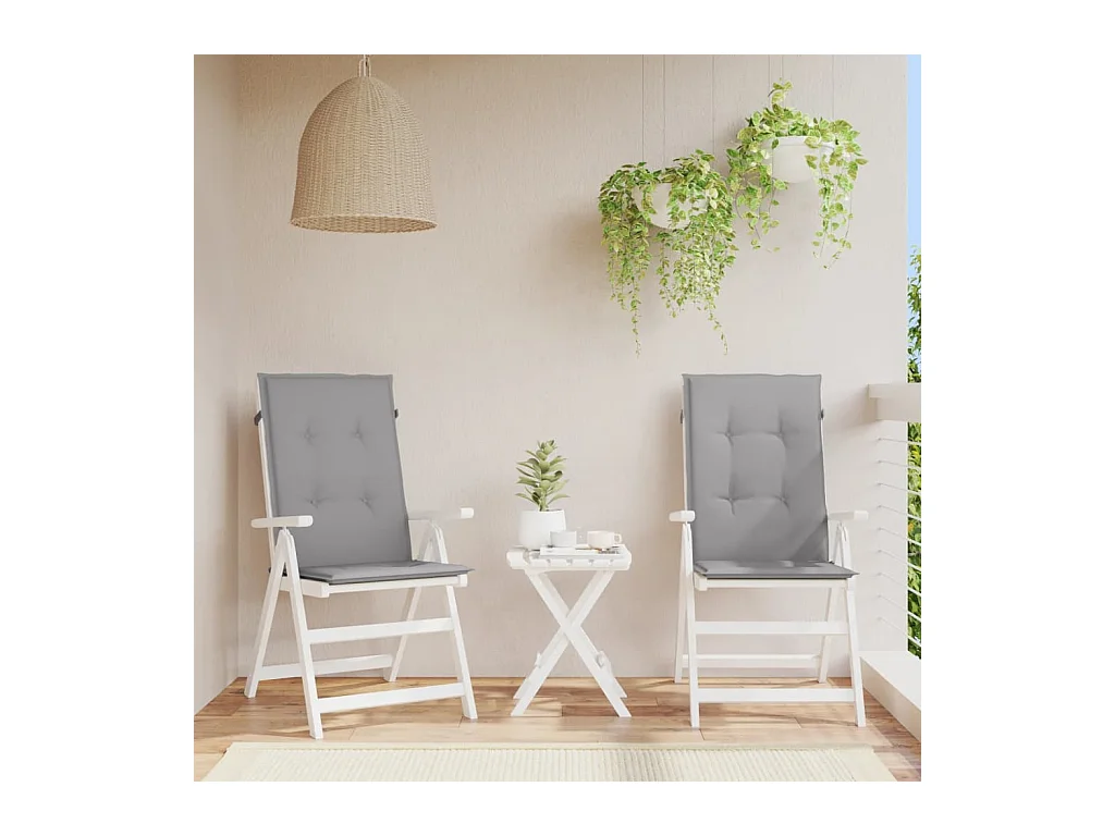 Coussins de chaise de jardin à dossier haut Lot de 2 gris tissu OFR40725