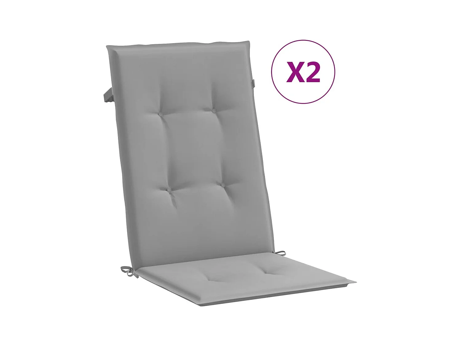 Tuinstoelkussens rugleuning 2 st 120x50x3 cm stof grijs NL521343