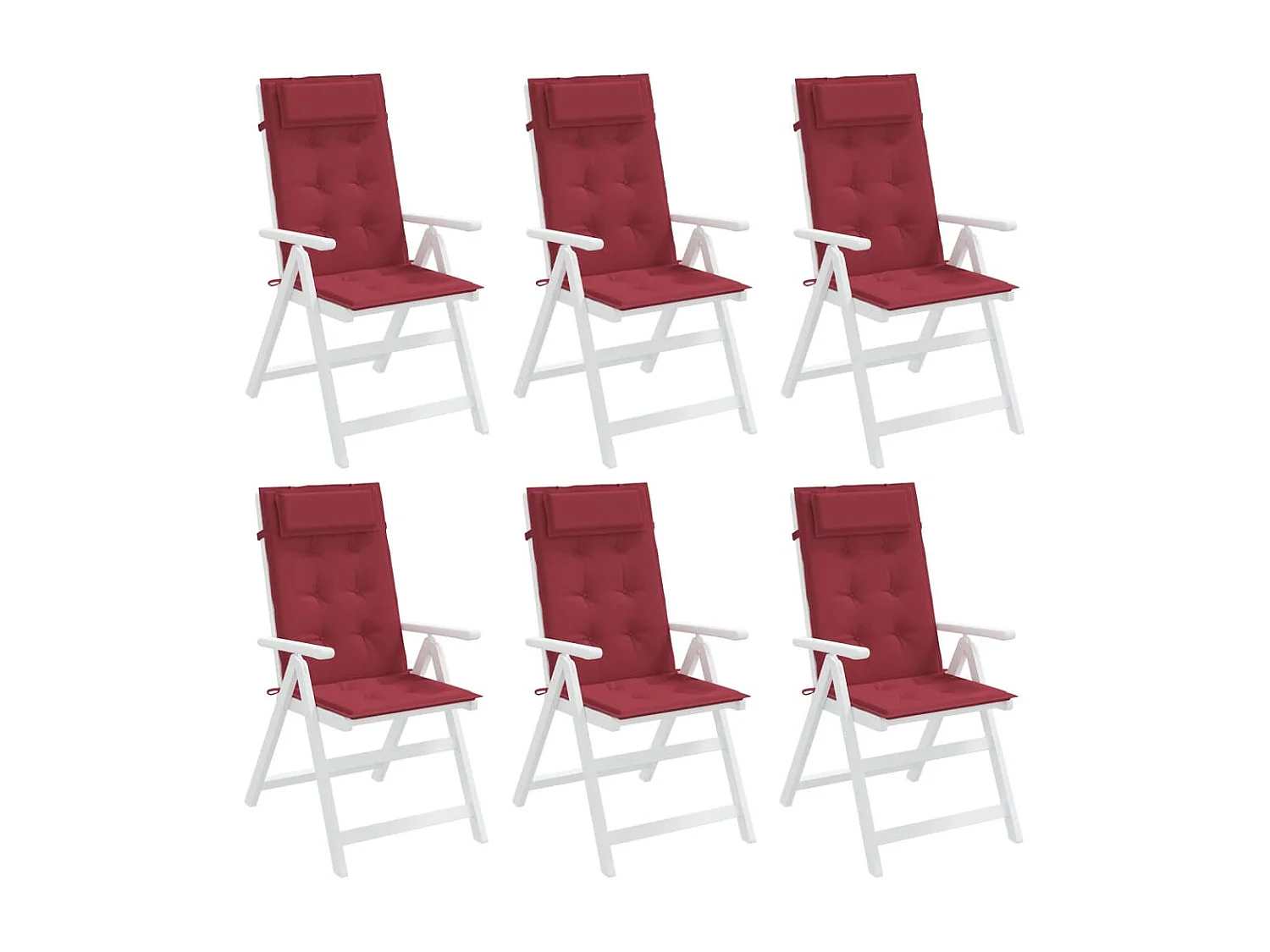 Coussins de chaise à dossier haut Lot de 6 rouge bordeaux OFR76313