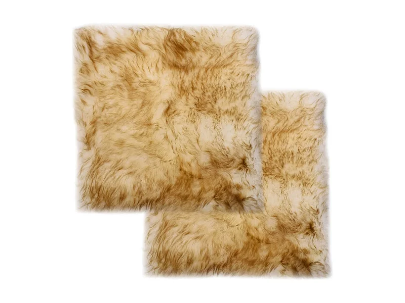 Coussins de chaise 2 pcs Mélange de marron Mouton véritable OFR55905