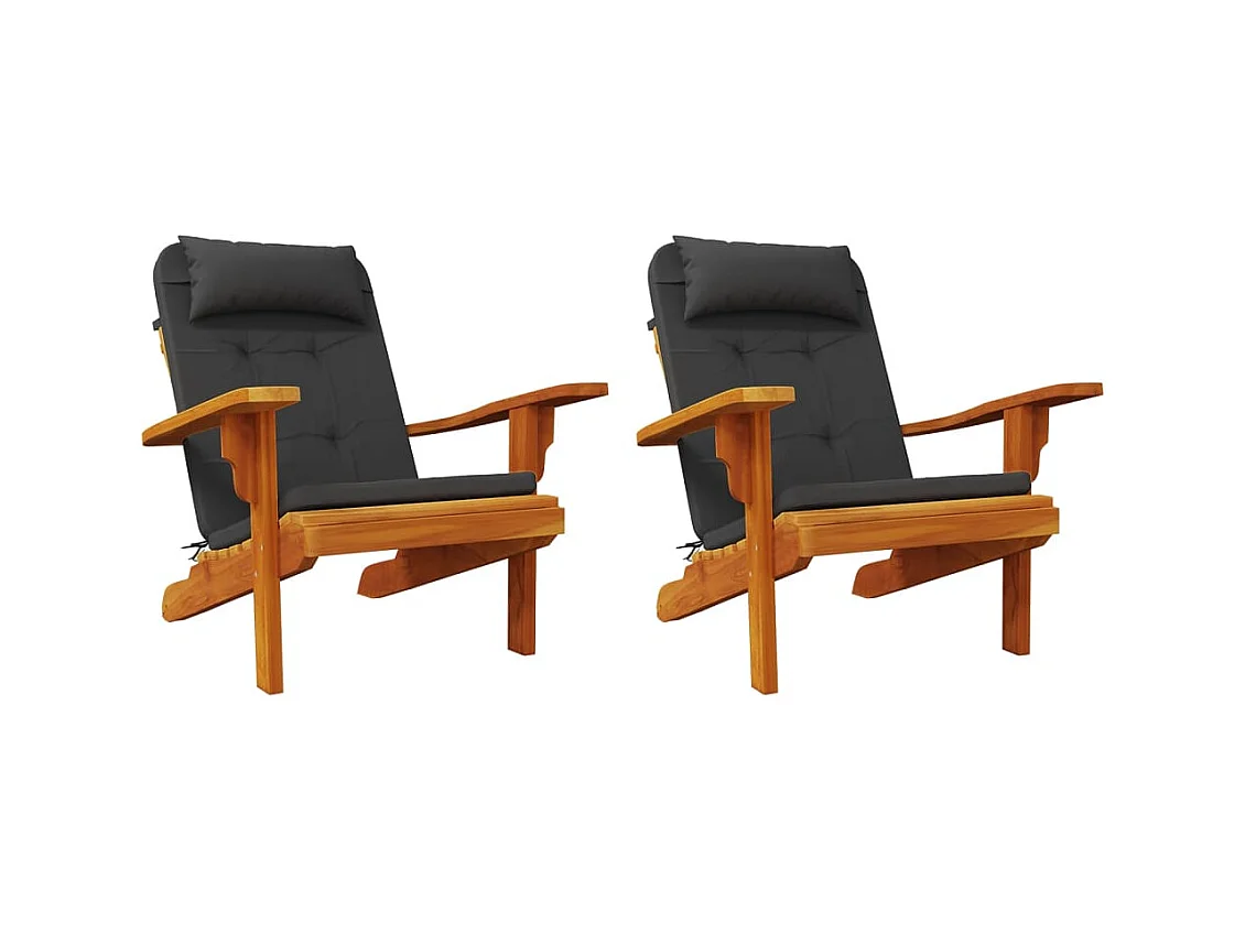 Coussins de chaise adirondack Lot de 2 noir tissu oxford OFR20486