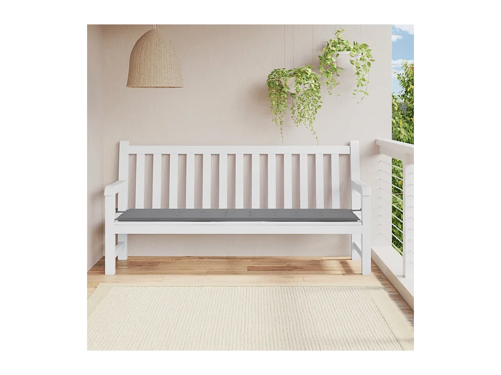 Coussin de banc de jardin gris 200x50x3 cm tissu oxford OFR42188