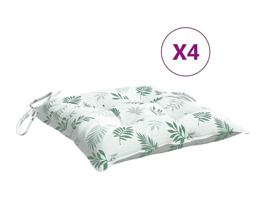 Coussins de chaise 4 pcs à motif de feuilles 50x50x7 cm OFR50057