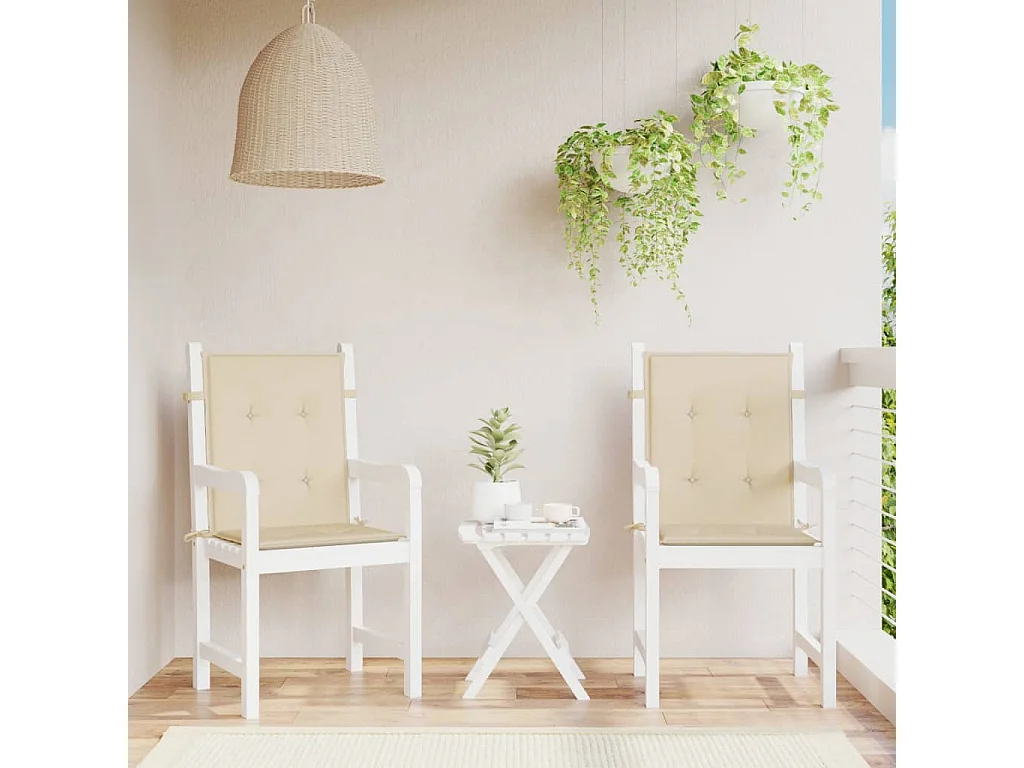 Cojín de silla de jardín respaldo bajo 2 uds tela Oxford beige ES539200
