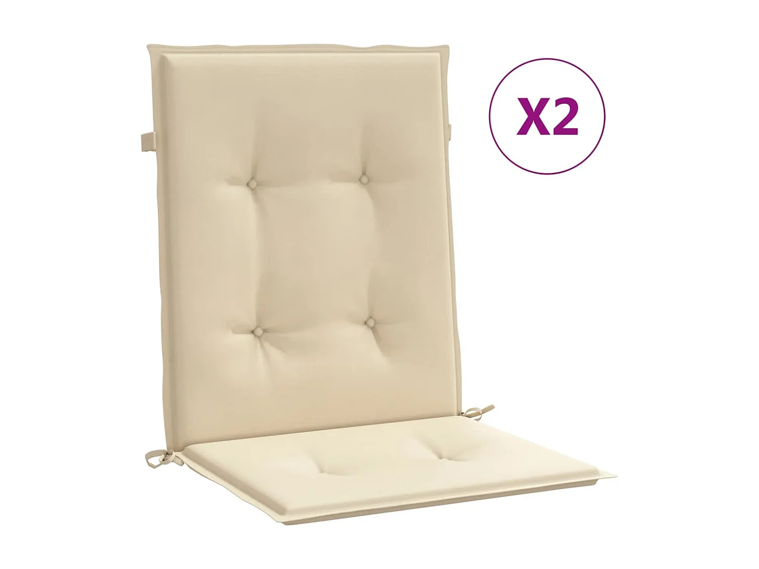 Cojín de silla de jardín respaldo bajo 2 uds tela Oxford beige ES539200