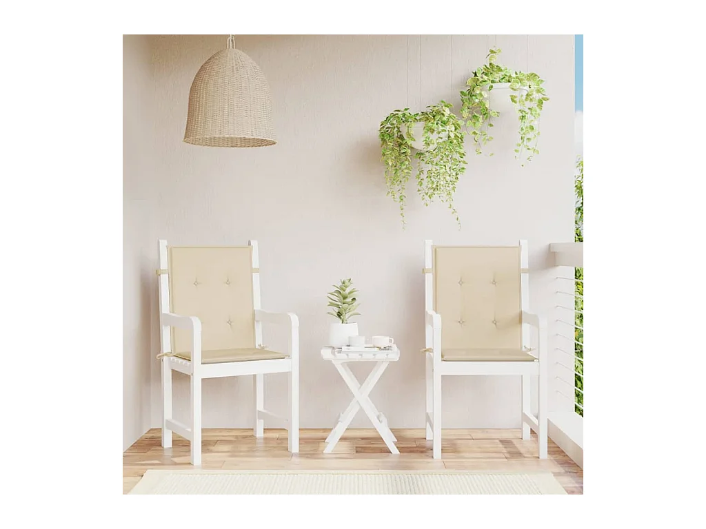 Coussins de chaise de jardin à dossier bas Lot de 2 beige OFR17485