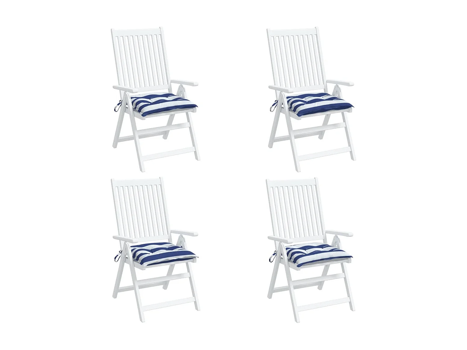 Coussins de chaise 4 pcs rayures bleues et blanches 50x50x7 cm OFR60346