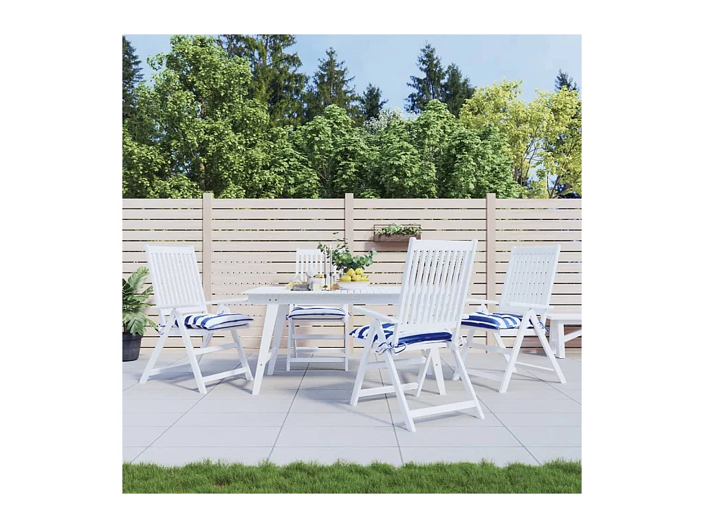 Coussins de chaise 4 pcs rayures bleues et blanches 50x50x7 cm OFR60346