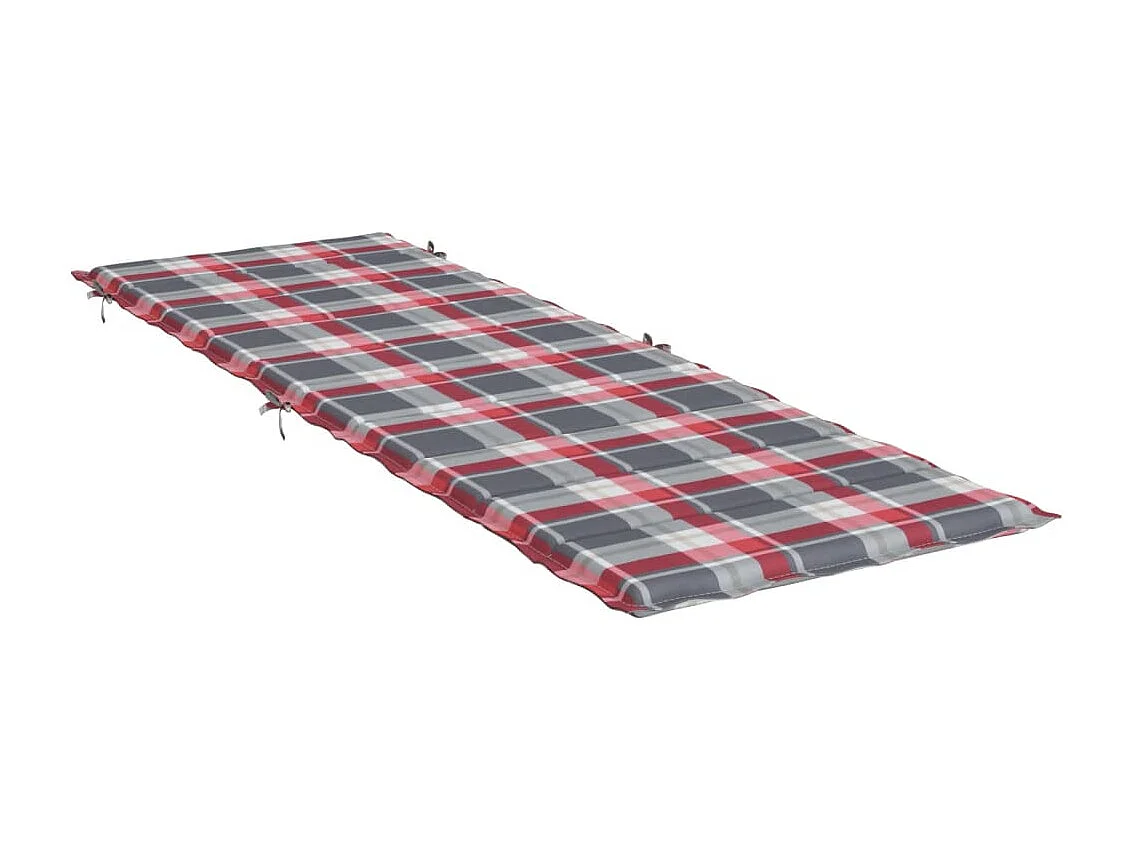 Coussin de chaise longue à carreaux rouge 186x58x3 cm OFR23543