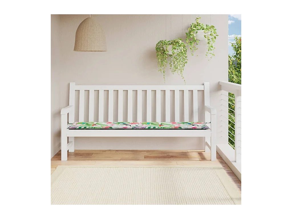 Coussin de banc de jardin multicolore 200x50x3 cm tissu OFR59064
