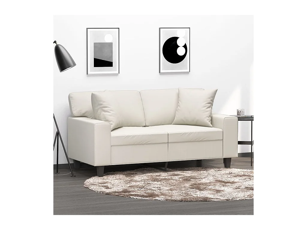Coussins décoratifs 2 pcs Crème 40x40 cm Similicuir OFR20793