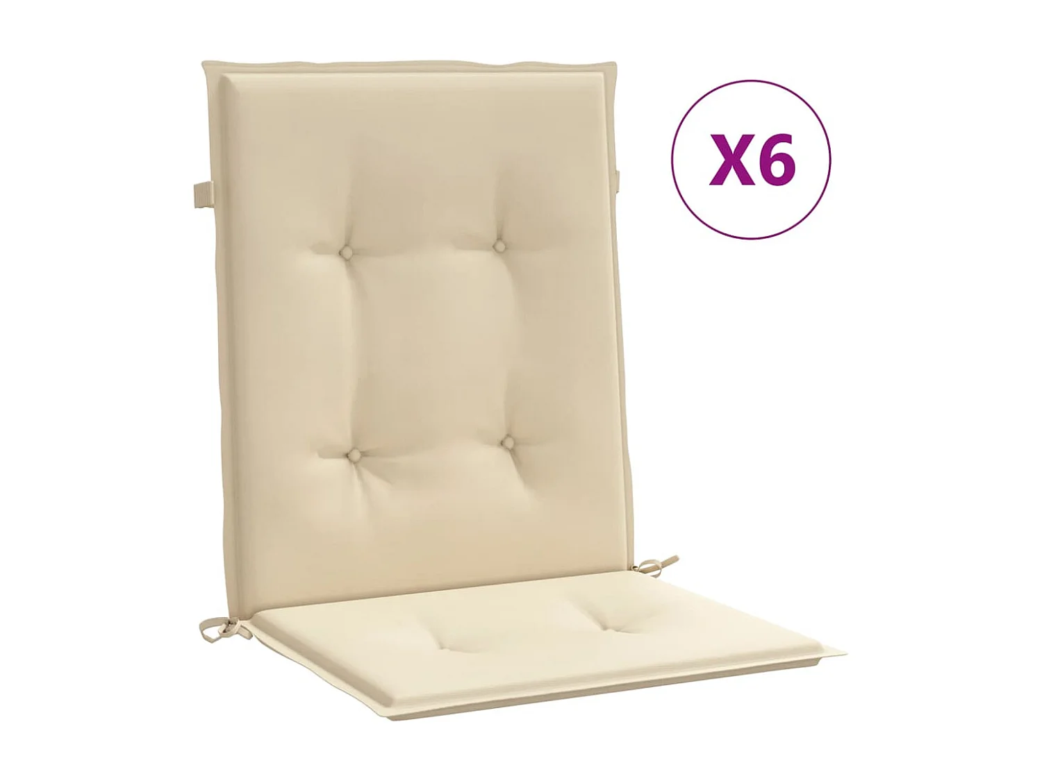 Coussins de chaise de jardin à dossier bas Lot de 6 beige OFR96745