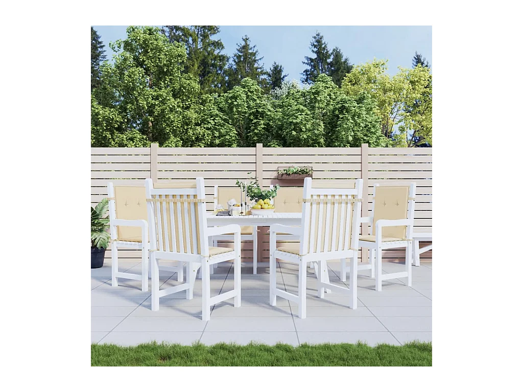 Coussins de chaise de jardin à dossier bas Lot de 6 beige OFR96745