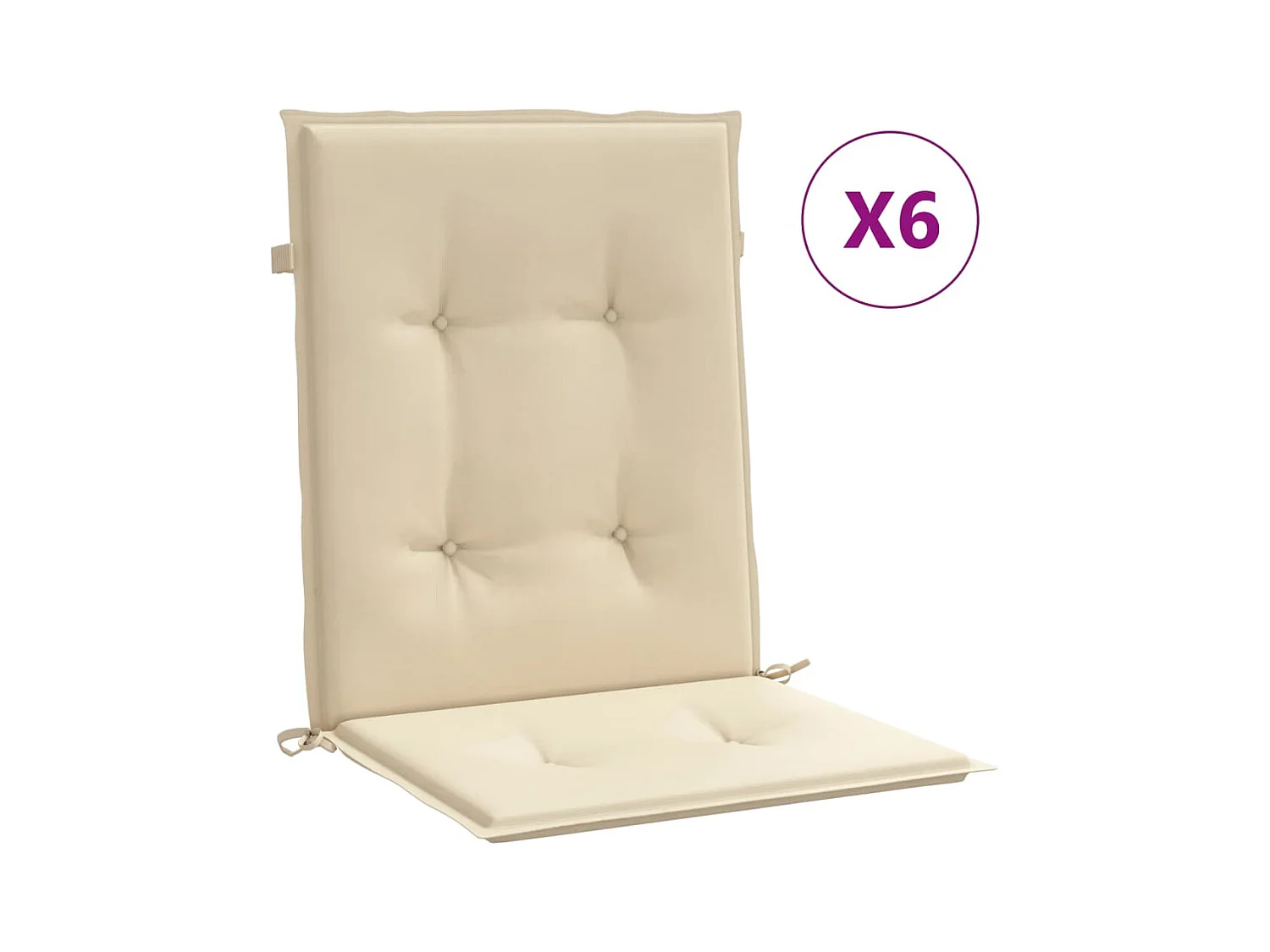 Cojín de silla de jardín respaldo bajo 6 uds tela Oxford beige ES199030