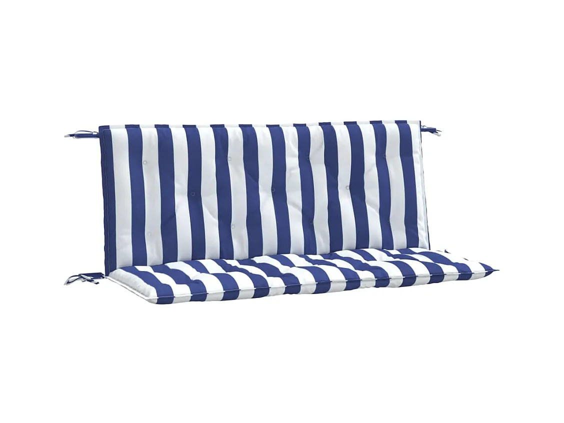 Tuinbankkussens 2 st gestreept 120x50x7 cm stof wit en blauw NL675022